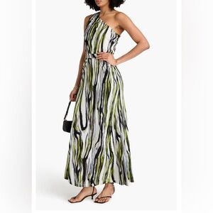 Kiera one-shoulder printed jersey maxi dress